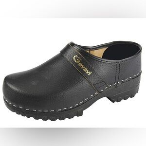 GEVAVI Unisex Dallas Dutch Closed Toe Leather Clogs Black 41